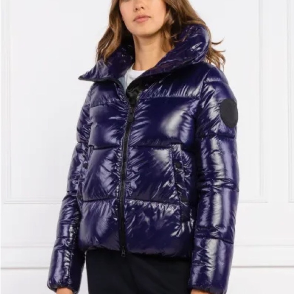 SAVE THE DUCK ‘ISLA’ BLUE PURPLE PUFFER SHORT JACKET SIZE S - LIKE NEW